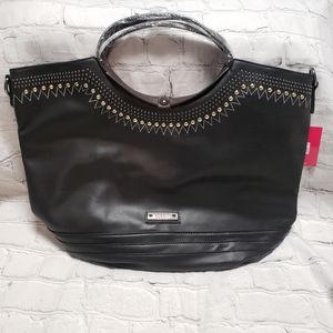 Nicole lee NIKKI Elke Tote Bag Beaded Embroided. Black Handbag.